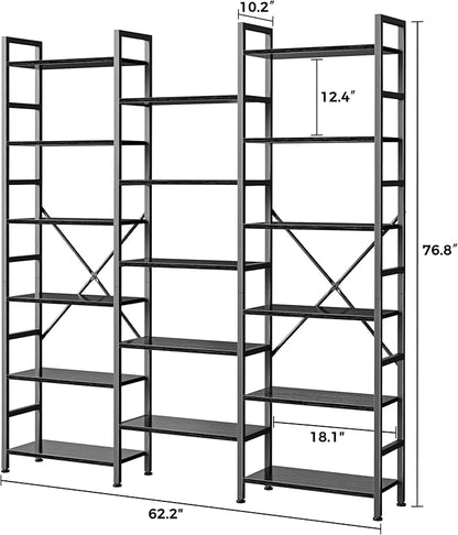SUPERJARE Triple 6 Tier Bookshelf, Bookcase - Image 3