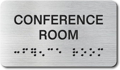 Conference Room Signs with Raised Text & Grade 2 Braille, Brushed by EliteSign