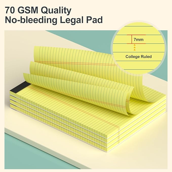 Yellow Legal Pads 8.5×11 Paper Tablets, College Ruled Yellow Writing Pads 3 - Image 3