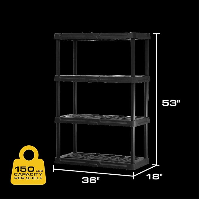 CX 4-Tier Plastic Storage Shelving Unit 2 Pack, Heavy Duty, 150lbs Per Shelf - Image 2