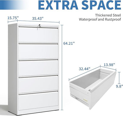 FLIXELIO 5 Drawer Metal Office Storage Filing Cabinet - Image 3
