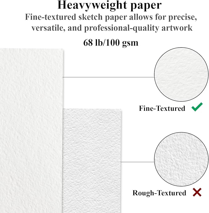 8" x 10" Sketch Book, 100 Sheets Hardcover Sketchbook, 68 lb/100gsm Drawing - Image 3