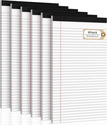 Legal Pads 8.5 x 14 Note Pads, 6 Pack Writing Pads Wide Ruled Notepads by NotePads