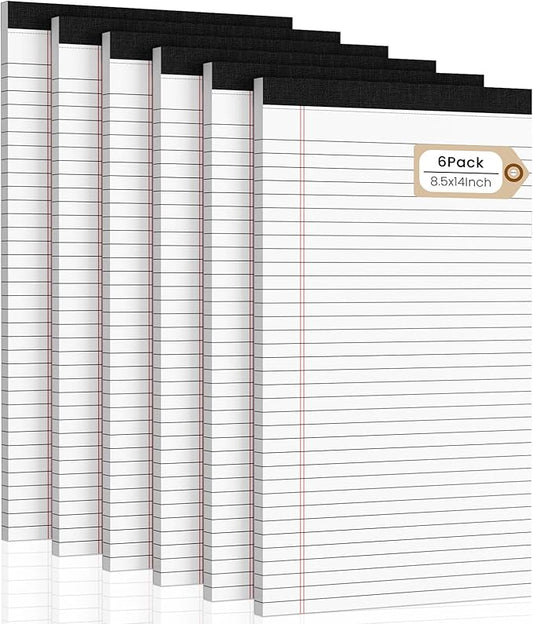 Legal Pads 8.5 x 14 Note Pads, 6 Pack Writing Pads Wide Ruled Notepads by NotePads