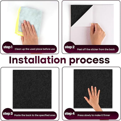 Bouiexye Felt Cork Board Tiles 6 Pack Black Bulletin Boards 12"x12" - Image 4