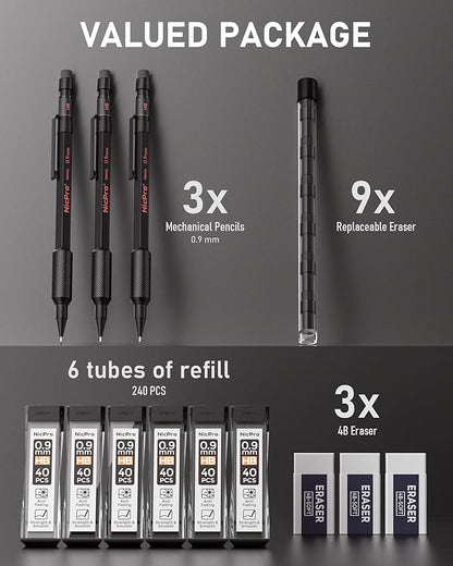 Nicpro 0.9 Metal Mechanical Pencil Set - Image 6