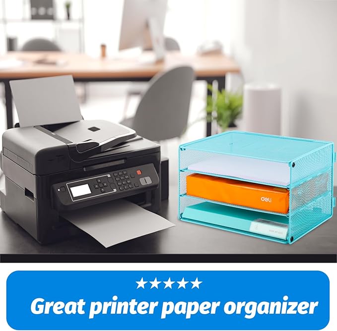 EASEPRES Paper Organizer Tray, 3 Tier Mesh Desk File Organizer Letter Sorter - Image 6