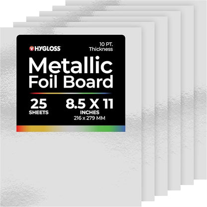 Hygloss Metallic Cardstock Sheets – 25 Shiny Silver Sheets, 8.5” x 11” by HyglossProductsInc