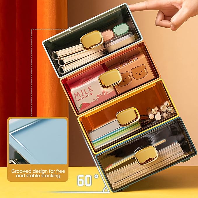 DETEIN Stackable Desk Organizer Drawer 13"Wx9"Lx3.3"H Large Desktop Storage - Image 5