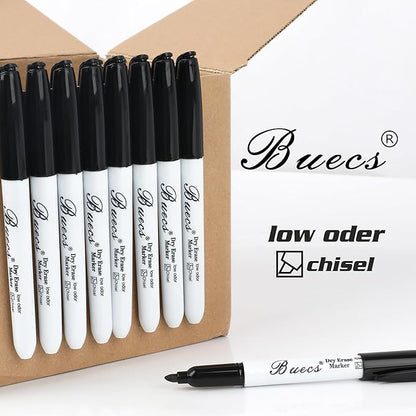 Buecs Black Dry Erase Markers, Chisel tip, Dry-Erase Boards, School Office - Image 4