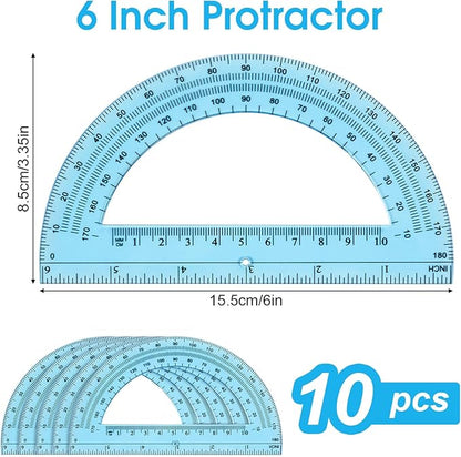 Hoiny 10 Pack Clear Protractor, 6 Inch Plastic Protractors, 180 Degrees - Image 2