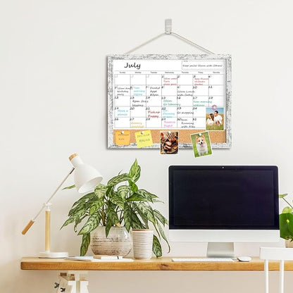 Dry Erase Calendar for Wall, 17x13 Inches Whiteboard Calendar Cork Board Combo - Image 6