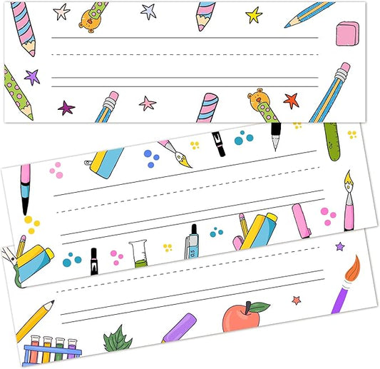 Name Tags for Classroom Cubbies, 30 Colorful Name Plates for Desks, Back to by Cazhes