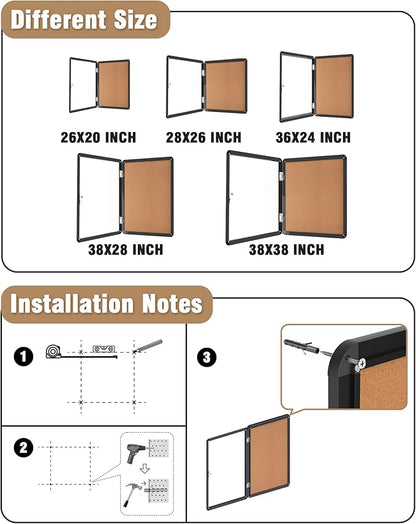 Mifuro 38"x28" Enclosed Bulletin Board, Lockable Weather-Resistant Aluminum - Image 4