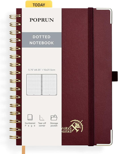 POPRUN Spiral Dotted Journal Notebook, by POPRUN