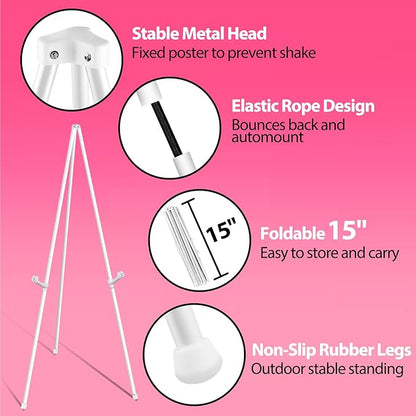 VAIIGO 63" White Easel Stand for Wedding Sign Poster Display Easel Folding Art - Image 5