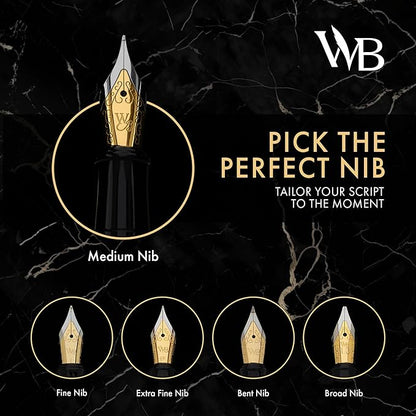 Wordsworth & Black Fountain Pen Set, Medium Nib, Includes 24 Ink Cartridges and - Image 3