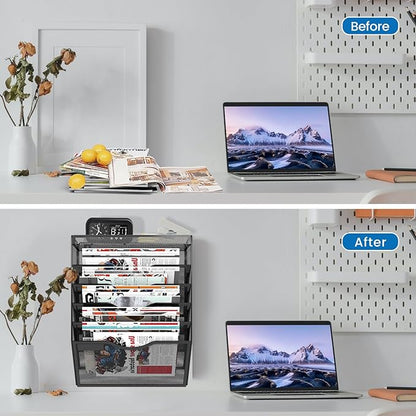 KZWKRG 6 Tier Wall File Organizer Hanging Vertical File Organizer, Wall Mounted - Image 4