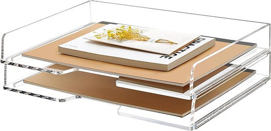 2 Pack- Stackable Paper Letter Tray, Enlarged A4 File Desk Organizer Acrylic by SANRUI