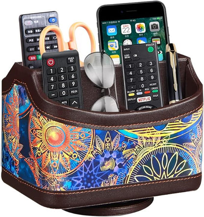 PUSU 360°Rotatable Remote Control Holder, PU Leather TV Remote Holder Caddy by PUSU