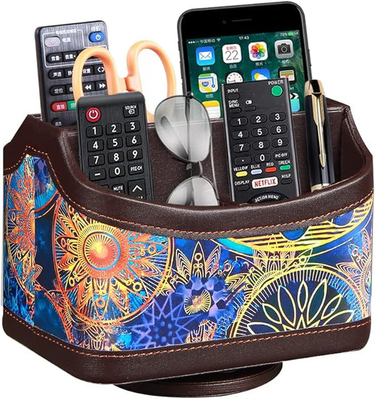 PUSU 360°Rotatable Remote Control Holder, PU Leather TV Remote Holder Caddy by PUSU