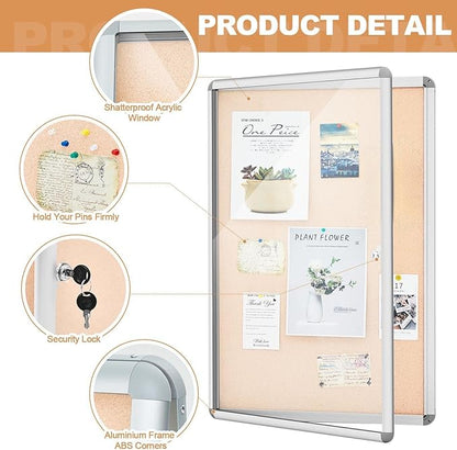 Geetery 36 x 48 Inch Enclosed Fabric Bulletin Board Tamperproof Lockable - Image 3