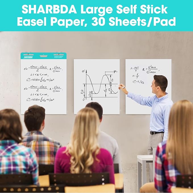 SHARBDA Sticky Easel Pad, 25 in x 30 in, Flip Chart Paper, Sticky Chart Paper - Image 2