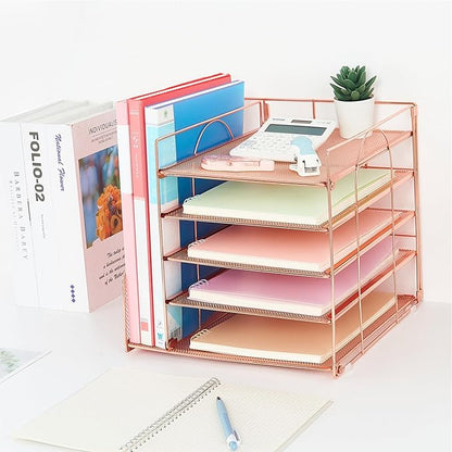 LEKETREE Desk Organizers and Accessories, 5-Tier Paper Letter Tray Organizer - Image 7