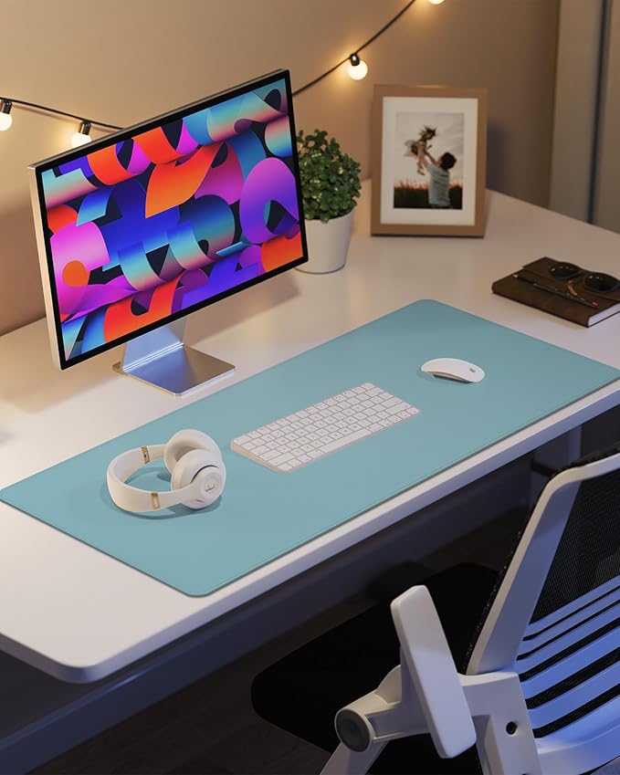 Leather Desk Pad Protector, Waterproof PU Blotter Mat, Mouse Pad, Desk Cover - Image 6