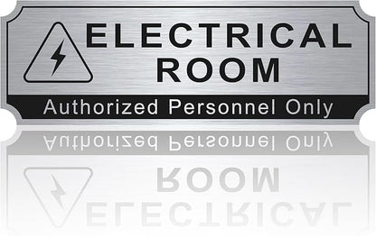 Electrical Room Sign for Business Door，Self-Adhesive Durable Brushed Silver by LUHIMO