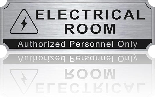 Electrical Room Sign for Business Door，Self-Adhesive Durable Brushed Silver by LUHIMO
