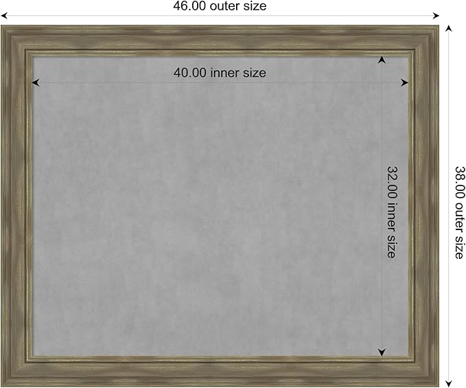 Amanti Art Grey Framed Magnetic Board 38x46 X-Large Vision Board - Image 3
