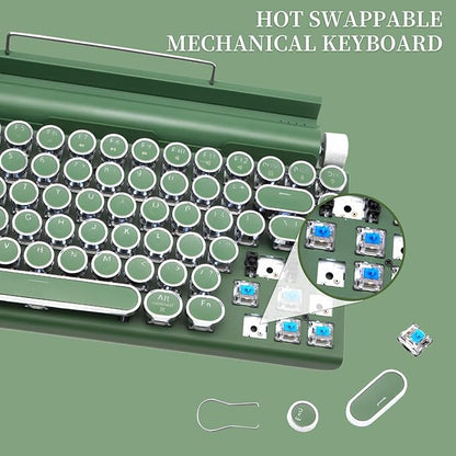 Adventurers Retro Typewriter-Style Mechanical Keyboard, 83 Keys, 75% Compact - Image 2