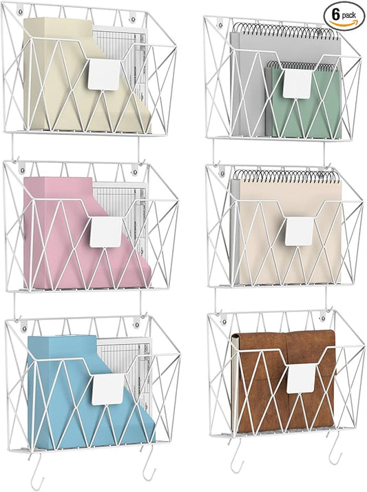 CADUKE 6 Pack Hanging Wall File Organizer Mesh Folder Holder Mail Magazine by CADUKE
