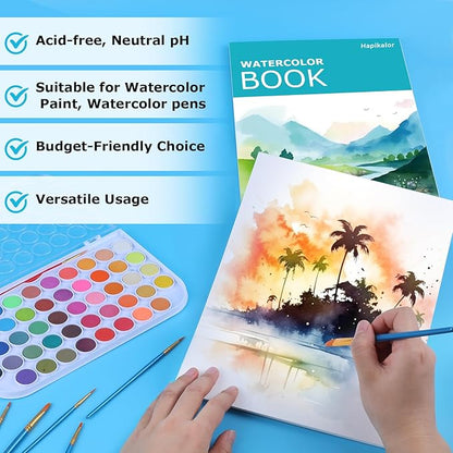Hapikalor 8.5"x11" Watercolor Paper Pad, 140lb/300gsm Artist Painting Drawing - Image 3