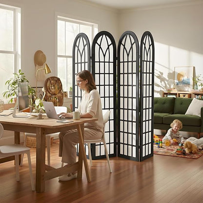 Asnefeli Room Divider 4 Panel, Japanese Shoji Privacy Screen - Image 2