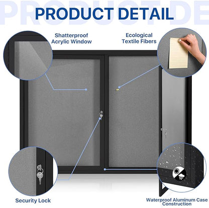 SWANCROWN Enclosed Bulletin Board 48x36in, Outdoor Bulletin Board Weatherproof - Image 3