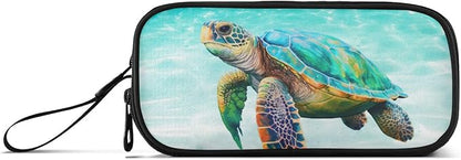 BOENLE Sea Turtle Teal Pencil Case Box Boys Girls Large Pencil Pouch - Image 8