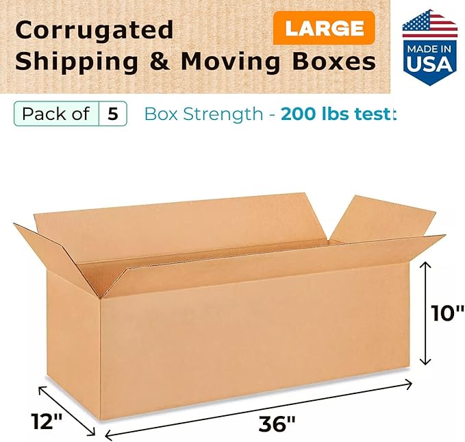 Large Shipping & Moving Boxes 36 x 12 x 10 inches - Image 2