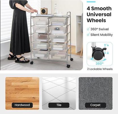 GLACER 10 Drawer Rolling Cart, Storage Cart - Image 6