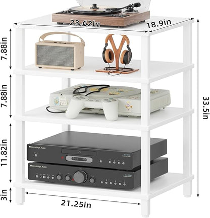 LELELINKY 4-Tier AV Media Player Stand Set of 2, Wooden TV Stand, Game Console - Image 3
