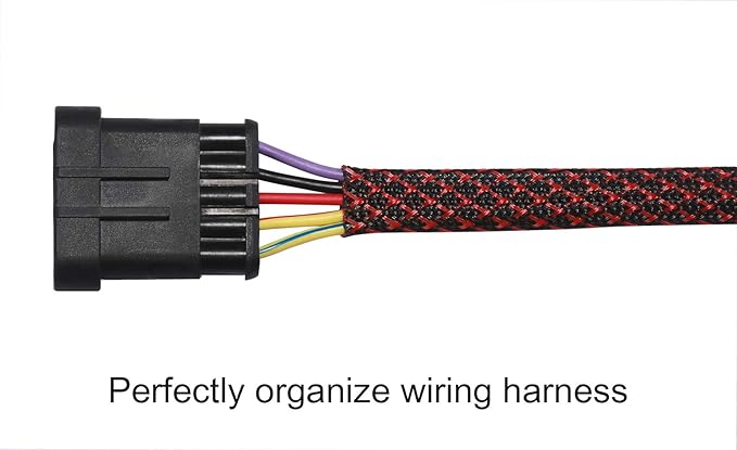 100ft - 3/8 inch PET Expandable Braided Sleeving – BlackRed – Alex Tech Braided - Image 3