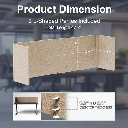 ERGO COLLECT Desk Privacy Panel, 2-in-1 Adjustable Acoustic Desktop Partition - Image 5
