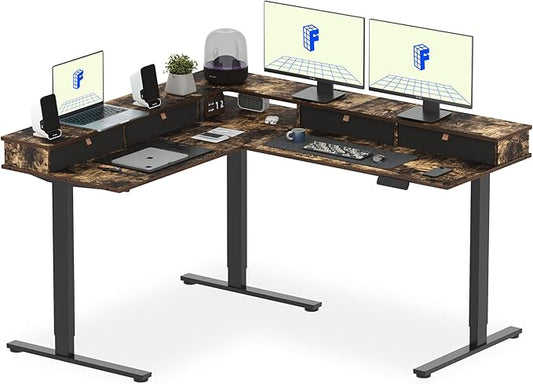 FLEXISPOT 63" L Shaped Standing Desk Electric Corner Table by FlexiSpot