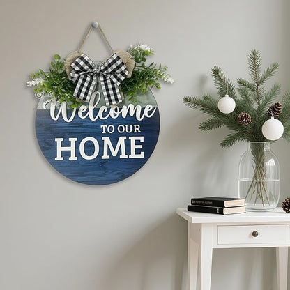 VPDTVK Welcome Sign for Front Door, Rustic Welcome Door Sign Outdoor Wreaths - Image 6