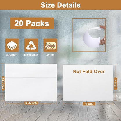 Silunkia White Blank Flat Cards and Envelopes 4 x 6 Heavyweight Single Panel - Image 2