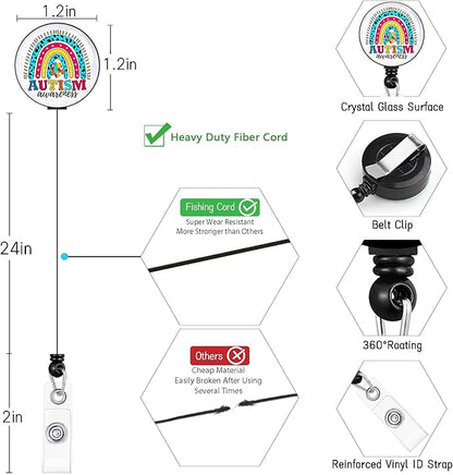 ID Badge Holder with Lanyard, Autism Awareness Retractable Badge Holders Reels - Image 6
