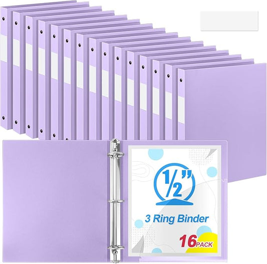 Henoyso 16 Pcs 3 Ring Binder 0.5 Inch Round Fits Letter Size 8.5'' x 11'' Paper by Henoyso