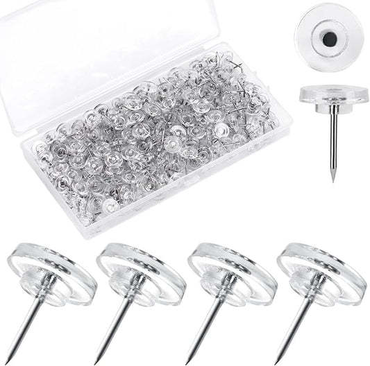 300Pcs Clear Push Pins，Flat Thumb Tacks by acDesign