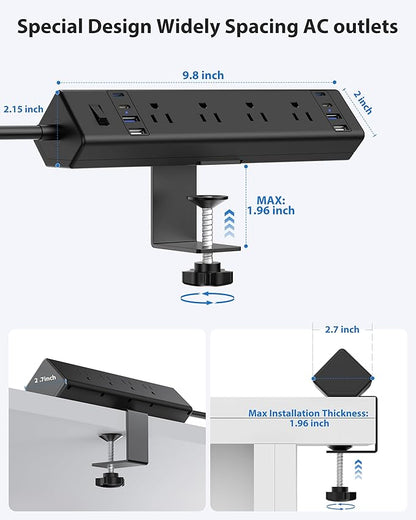 40W Fast Charging Station, Desk Clamp Power Strip 20W USB C, 8 Outlets - Image 5